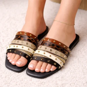 Embellished Satin Flat Slipper
