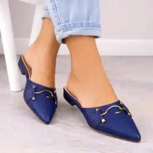 Royal Blue Chain Accent Pointed-Toe