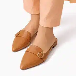 Amber Buckle Pointed-Toe Mule